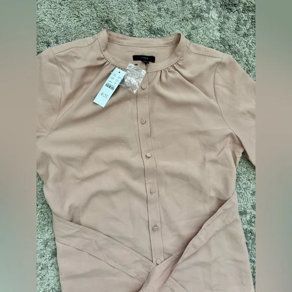 Womens J. Crew Blush Belted Button-Front Midi Dress NWT size 4 - Picture 3 of 7